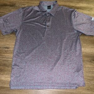 Dunning Golf Men's Polo Shirt in Gray with Red Accents